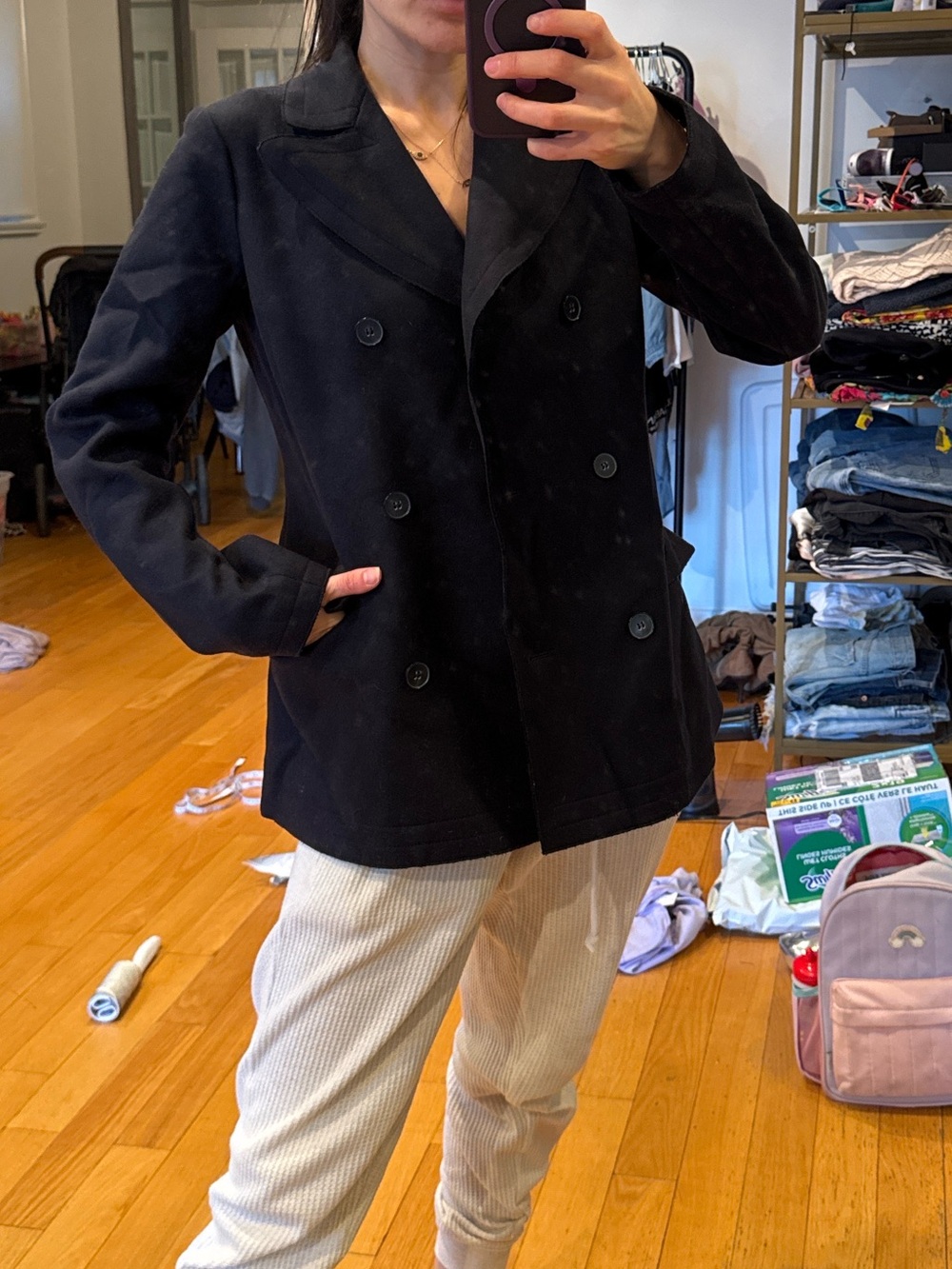 theory cashmere wool light weight peacoat - Picture 2 of 8